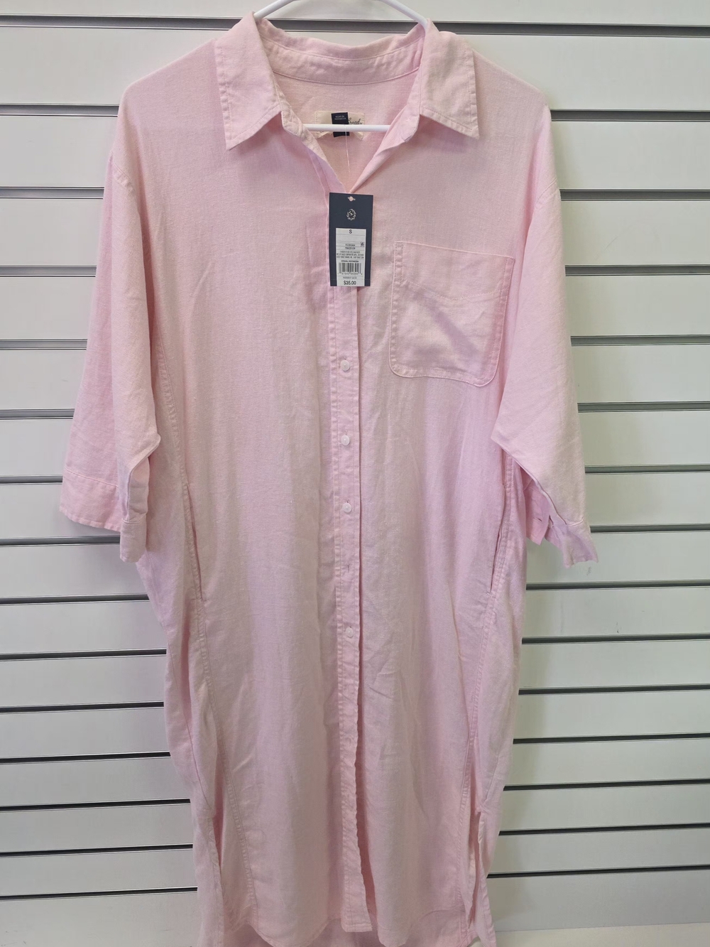 Universal Thread Light Pink Button-Up Shirt Dress - Small